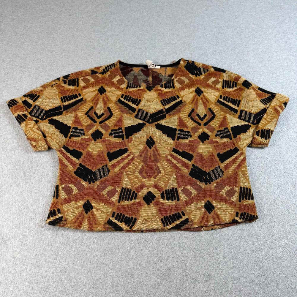 Dolan Shirt Women Small Brown Seraphina Tapestry Woven Cropped Boho Made USA